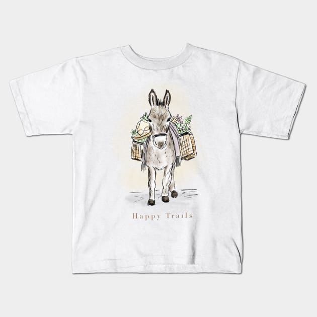 Happy Trails Donkey Kids T-Shirt by LauraKatMax